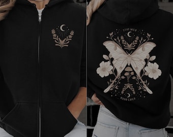 Zip Up Hoodie Celestial Hoodie Stay Wild Moon Child Shirt Moth Shirt Luna Moth Lunar Moth Luna Moth Shirt Celestial Sweatshirt Witchy Hoodie