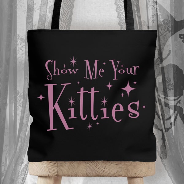 Carlations Collaboration Show Me Your Kitties Black/Pink Tote Bag