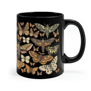Moth Mug Cottagecore Mug Cottagecore Mugs Dark Cottagecore Forest Mug Woodland Mug Witchy Mug Garden Mug Death Moth Deaths Head Moth 11 oz. image 6