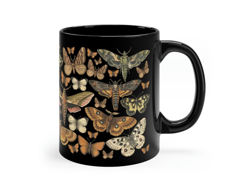 Moth Mug Cottagecore Mug Cottagecore Mugs Dark Cottagecore Forest Mug Woodland Mug Witchy Mug Garden Mug Death Moth Deaths Head Moth 11 oz. image 6