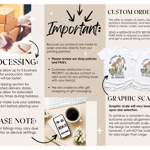 May include: A graphic design for a t-shirt featuring a tiger with the text "Be Strong Be Brave Be Fearless". The image also includes information about processing, custom orders, and graphic scale.