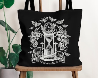 Memento Mori Moth Aesthetic Tote Bag Dark Cottagecore Goblincore Bag Trendy Tote Bag Tote Bag Aesthetic Cottagecore Bag Graphic Tote Bag