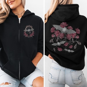 Zip Up Hoodie Bat Sweatshirt Witch Hoodie Spooky Hoodie Edgy Hoodie Witchy Hoodie Goth Hoodie Whimsigothic Romantic Goth Alt Hoodie