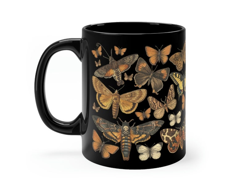 Moth Mug Cottagecore Mug Cottagecore Mugs Dark Cottagecore Forest Mug Woodland Mug Witchy Mug Garden Mug Death Moth Deaths Head Moth 11 oz. image 4