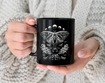 Moth Mug Luna Moth Cottagecore Mug Cottagecore Mugs Dark Cottagecore Forest Mug Woodland Mug Witchy Mug Mushroom Mug Moon Mug Witchy Things