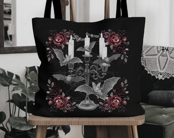 Bat Bag Goth Tote Bag Bat Purse Pastel Goth Bag Library Bag Dark Academia Bag Mall Goth Tote Bag Cute Bat Artsy Tote Bag Dark Cottagecore