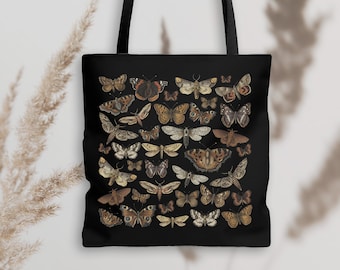 Moth Tote Bag Aesthetic Tote Bag Dark Cottagecore Goblincore Bag Trendy Tote Bag Tote Bag Aesthetic Cottagecore Bag Nature Tote Bag
