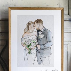 Huwelijkscadeau, gepersonaliseerd schilderij stel, jubileumcadeau, schilderij bruid en bruidegom, huwelijksaandenken, romantisch cadeau voor koppels