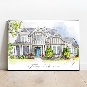 Custom Watercolor House Portrait, House Watercolor Painting From Photo ...