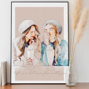 Best friend personalized gift, Friend birthday gift, Family art portrait from photos, Best friend picture, Bestie gift, Sister birthday gift