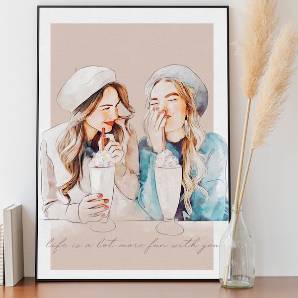 Beste vriend gepersonaliseerd cadeau, vriend verjaardagscadeau, familieportret van foto's, beste vriend foto, bestie cadeau, zus verjaardagscadeau,