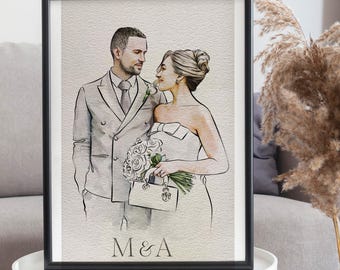 Family Photo Merge, Custom portrait from photo, Couple Anniversary Gift, Combine photos