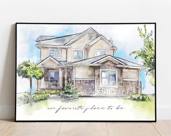 Custom house portrait, House watercolor painting from photo, Paintings of home, Personalized watercolor house painting, Home portrait