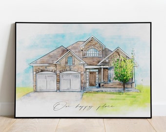 Custom watercolor house portrait, House watercolor painting from photo, Personalized watercolor house painting, Housewarming Home portrait,