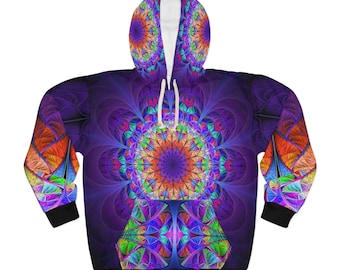 Psychedelic Boho Hippie Pullover Hoodie Sweatshirt by Alien Fossil Art