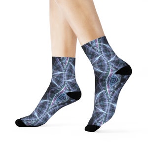 Psychedelic Boho Fractal Crew Socks by Alien Fossil Art