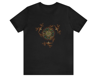 Vibrant Psychedelic Fractal Pattern T-Shirt - Perfect for Festivals and Artists - Soft and Comfortable Cotton by Alien Fossil Art