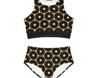 Psychedelic Fractal Pattern Unique Design Sporty Bikini Set - Great for Beach, Pool Party or Festival