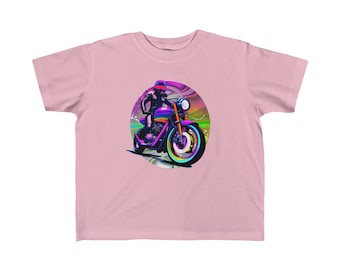Fractal Motorcycle Rider Kid's Fine Jersey Graphic Tee