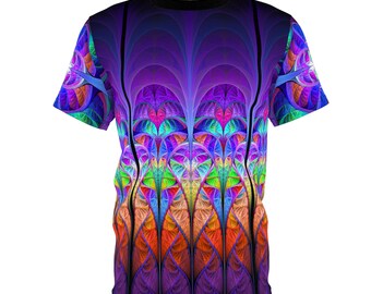 Psychedelic Fractal Unisex Tee, Hippie Boho Tshirt, Cosmic Abstract Shirt, Alien Fossil Art Design, Trippy Festival Top