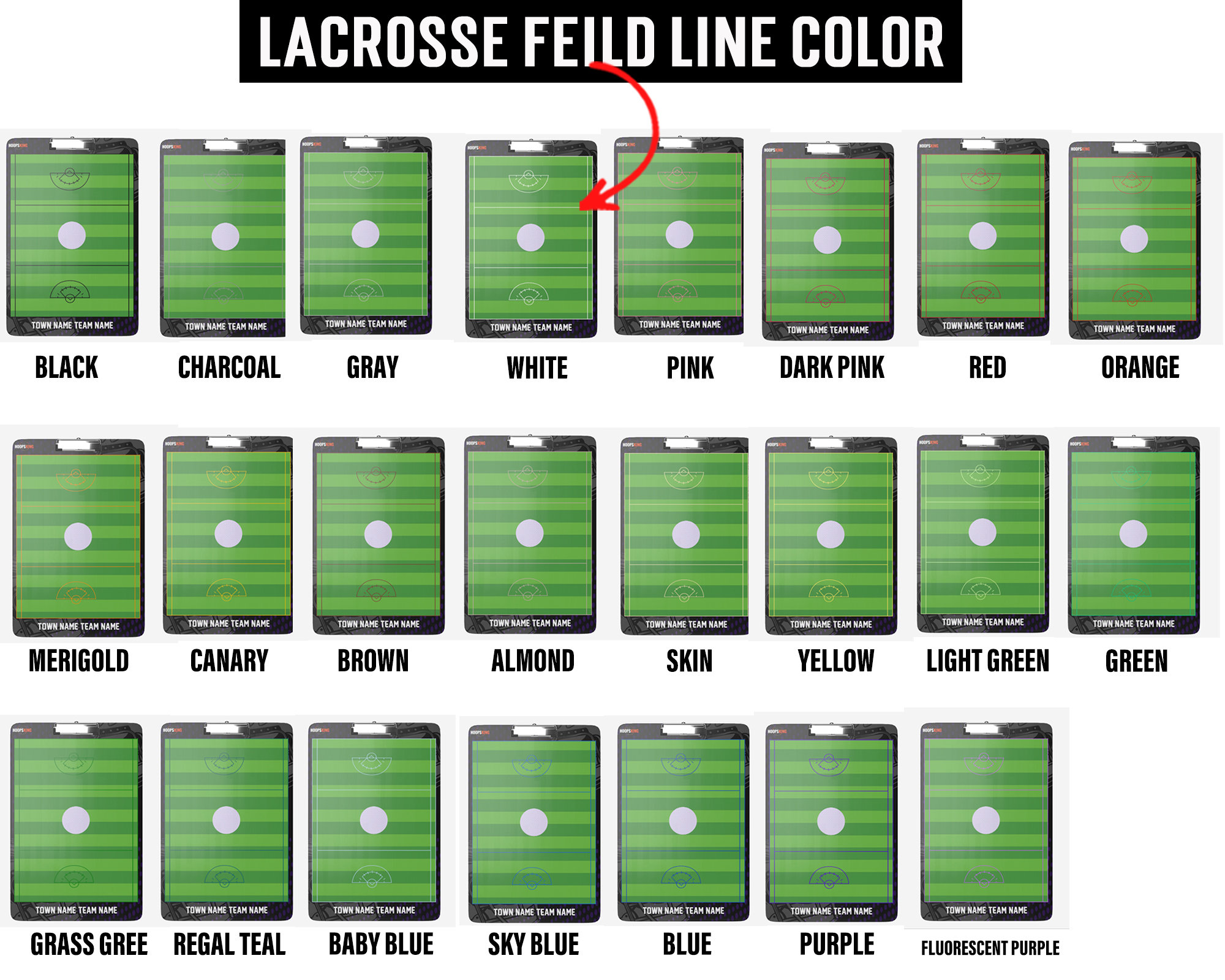 Custom Lacrosse Clipboard (2 Sided), Custom Clip Board, Dry Erase Board, Coaching Board, 12 X 18 Lacrosse Field With Half Field and Notes