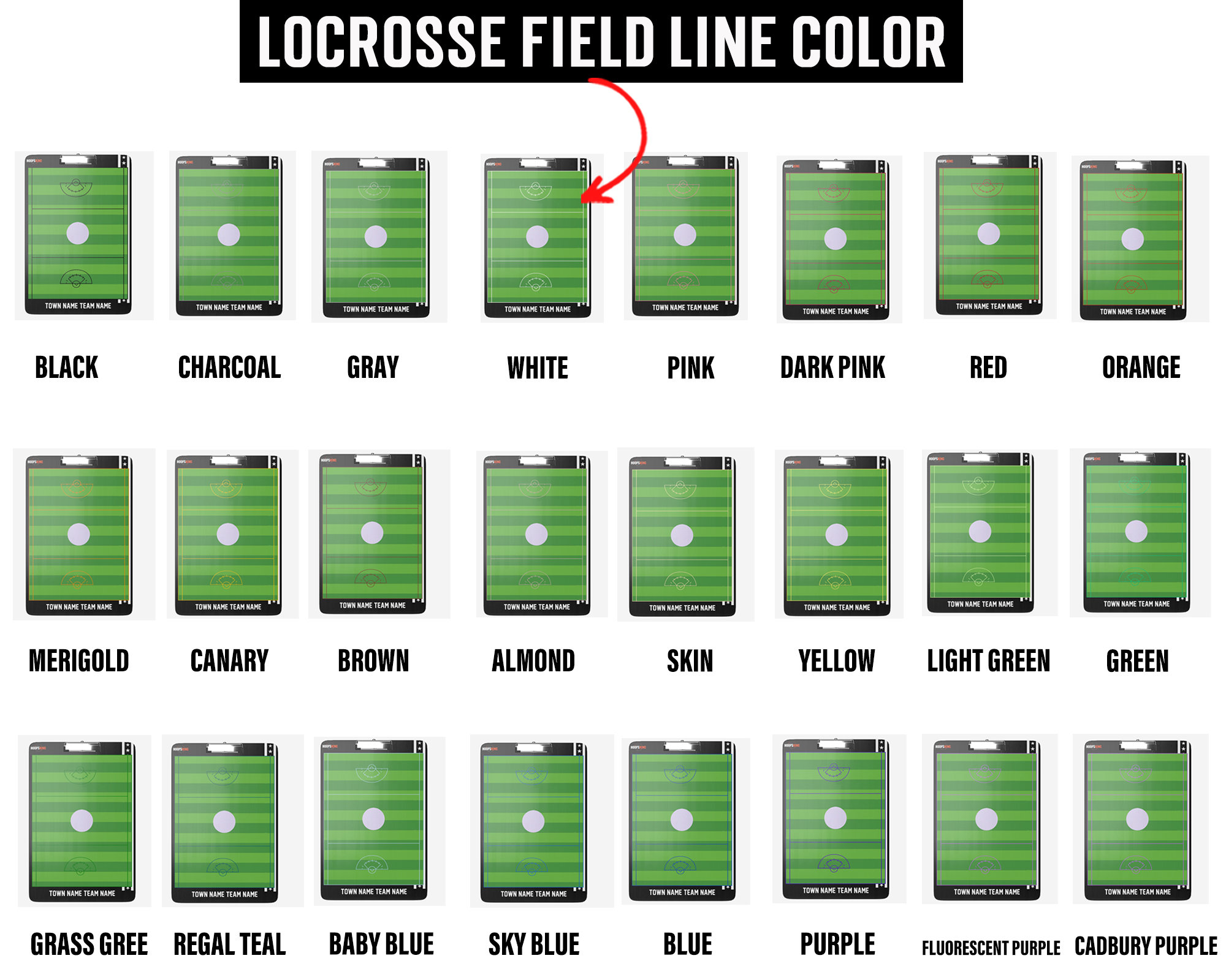 Custom Lacrosse Clipboard (2 Sided), Custom Clip Board, Dry Erase Board, Coaching Board, 12 X 18 Lacrosse Field With Half Field and Notes