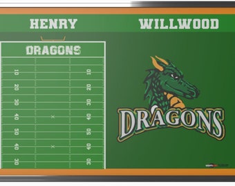 Custom Football Locker Room Whiteboard(Wall), Basketball Board, Whiteboard, Framed Board Games, Locker Room Board, Wall Board 36x24 Design 1