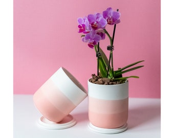 Handmade Ombre Matte Ceramic Plant Pot | Cute Pencil Holder | Indoor Modern Pot | Succulent Pot | Desk Ceramic Planter | Housewarming Gift