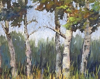 Original Pastel Painting/"Aspen Grove"/9" x 12"