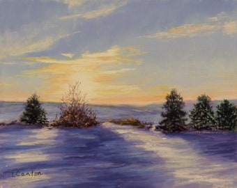 Original Pastel Painting/"Winter's Tale"/8"x10"