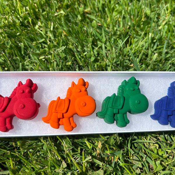 Handmade Horse Shaped Crayons - Set of 5 in Vibrant Colors