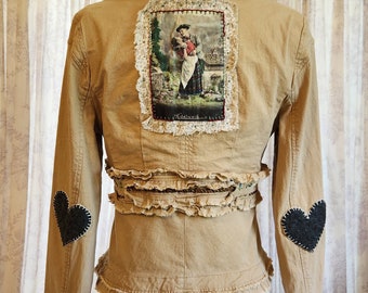 Wearable Art Trachten Wear Jacket Hand Embroidered and Embellished German Oktoberfest Women's Large Ooak