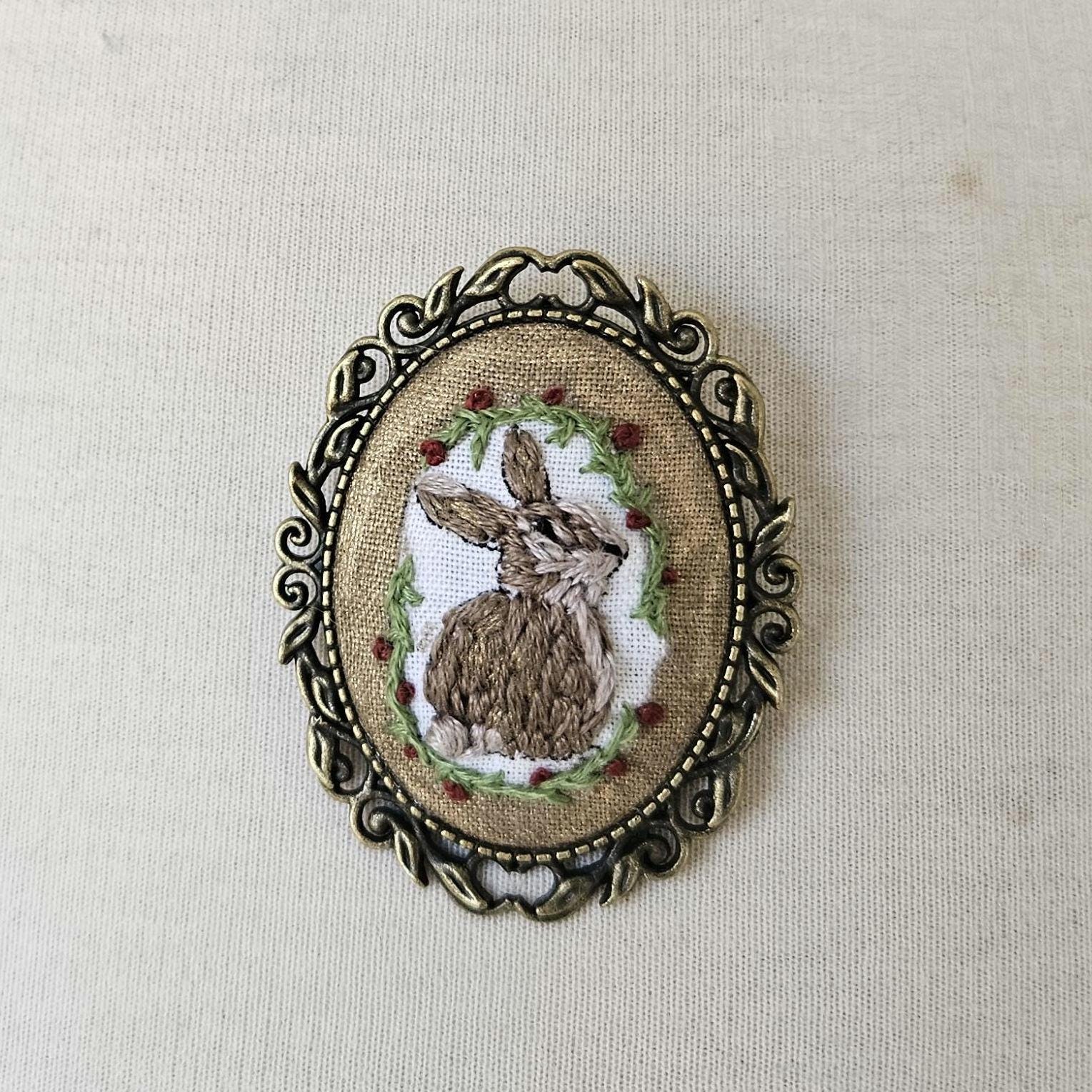 Hand Embroidered Bunny Rabbit Brooch Pin - Etsy