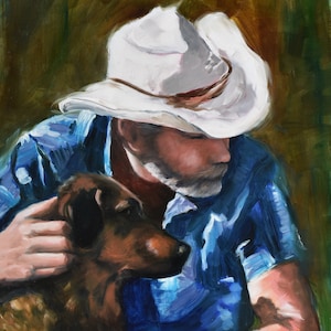 Western Cowboy and Dog Original Giclee Fine Art Print