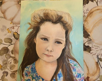 Study Portrait Oil Painting of a Girl 9"x12" on Canvas Paper