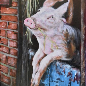 Country Pig Original Giclee Fine Art Print