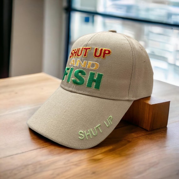 Embroidered Hat | Adjustable Sports Shut Up and Fish Hat | Fishing unisex Cap | Sport Baseball Style Hat | Fish Men Hat | Fish Men Cap