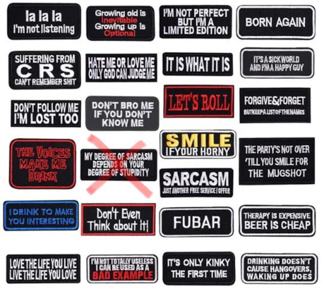 Embroidered Iron-on Patches Different Slogans Appliques, Sewing Humor ...