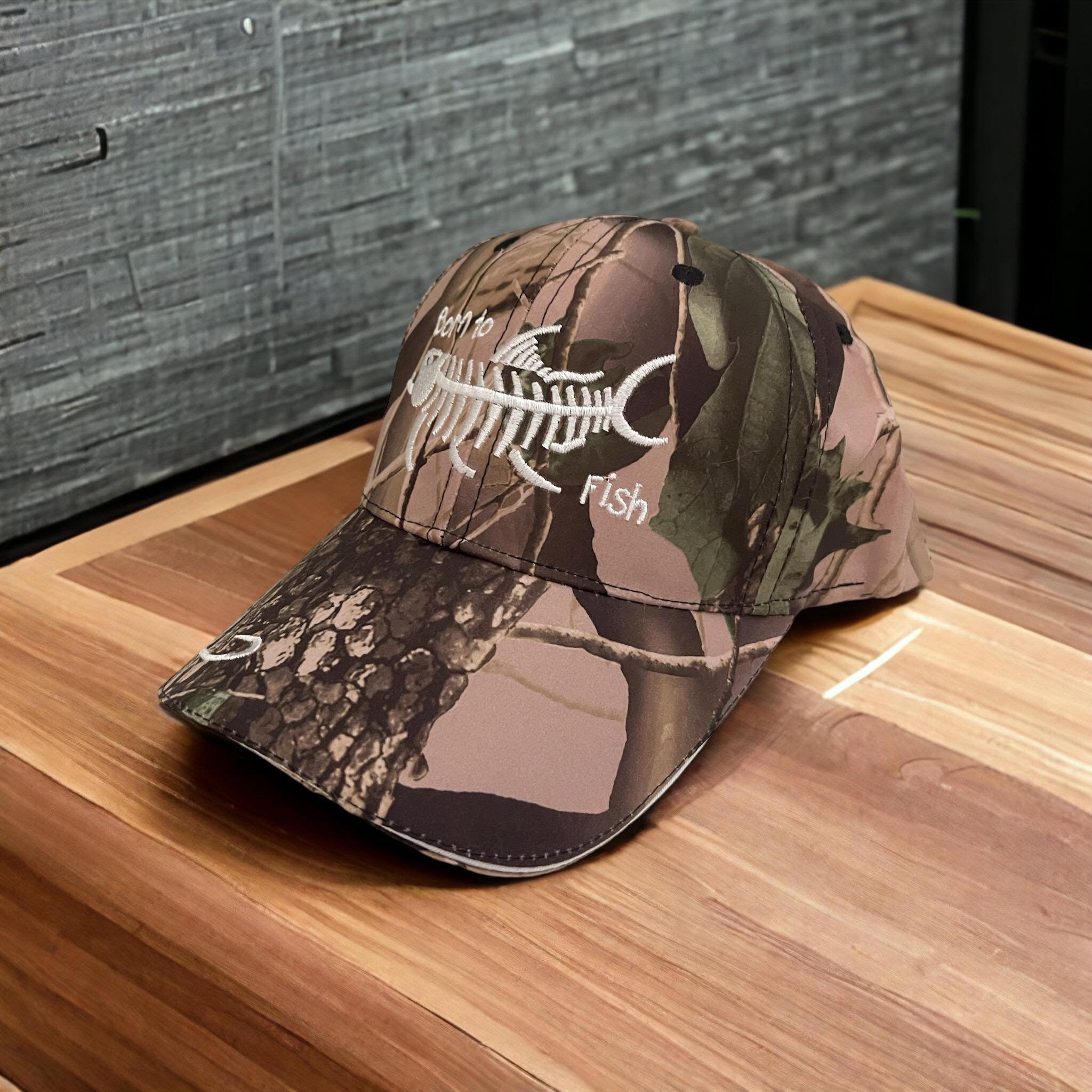 Camouflage Born To Fish Hat | Camo Fishing Cap | Men's Camo Baseball Cap | Adjustable Outdoor Headwear