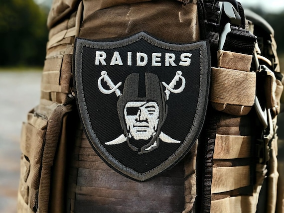 Military Tactical Embroidered Oakland Raiders Patch Hook & Loop Patch Patch  for Jackets Raiders Patches Velcro Cotton Fabric Applique 