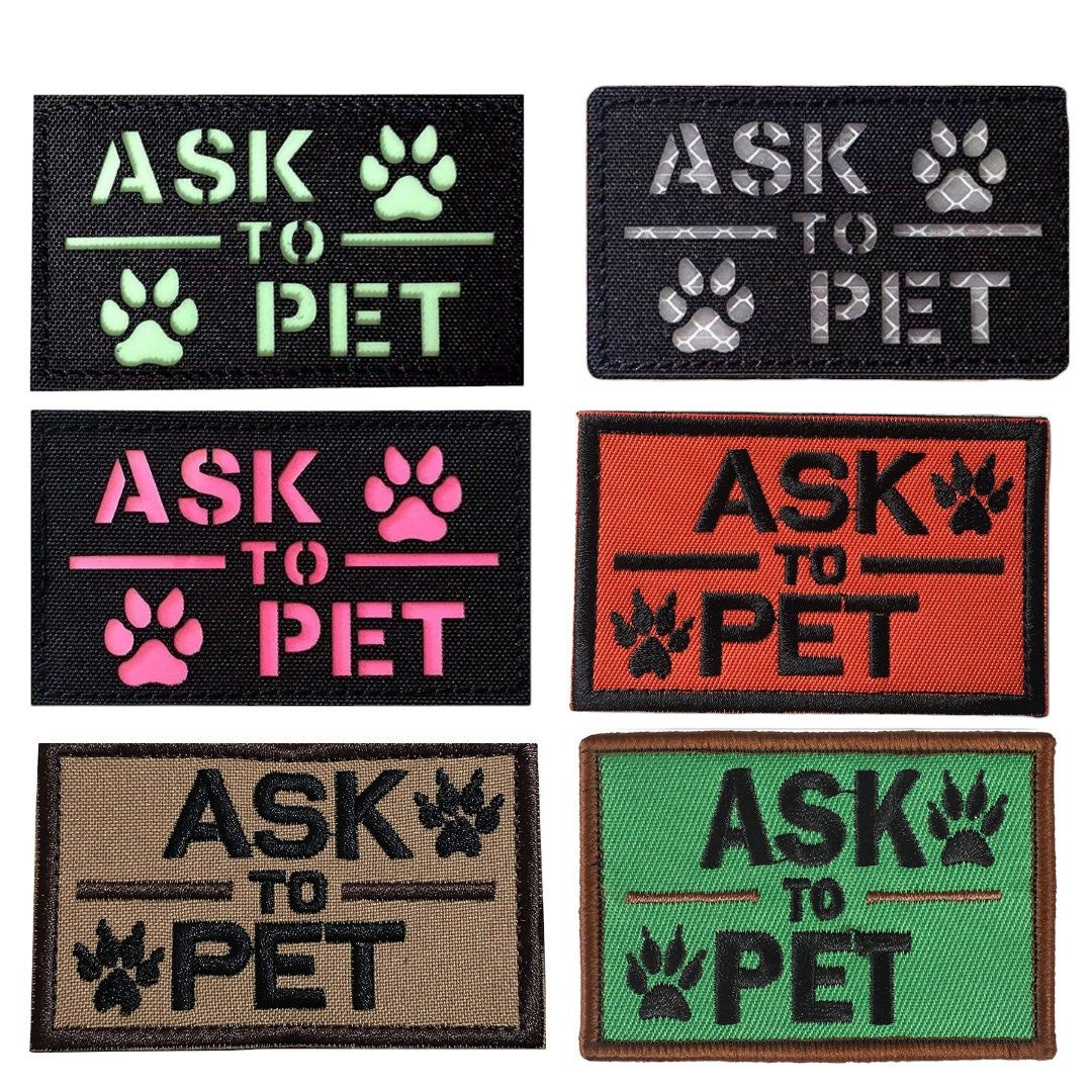 Velcro Dog Patches for Harness, Service Dog Patch, Ask to Pet Velcro Patch