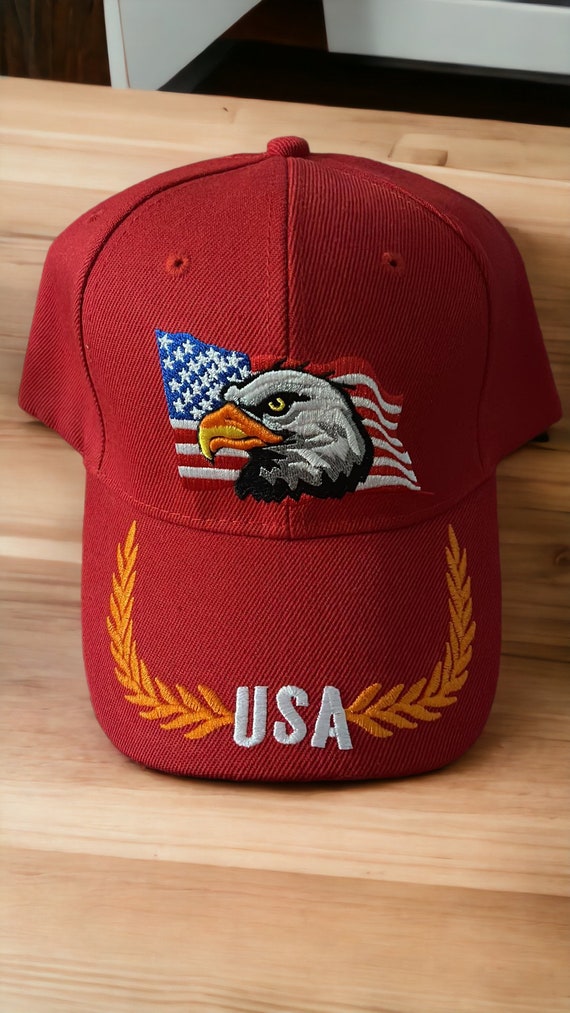 Embroidered Hat Adjustable Sports Eagle USA Flag Hat Eagle Snap