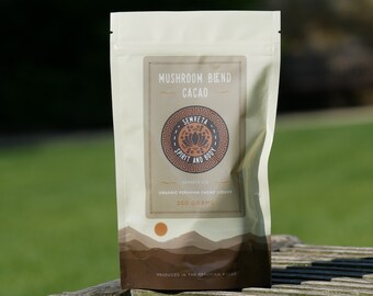 Mushroom Infused Ceremonial Grade Cacao - Raw and Unsweetened Ceremonial Cacao Liquor With Mushrooms - For Vitality, Focus & Mental Clarity