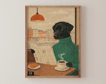 Grafika artystyczna „Pies w swetrze”: Fantazyjny pies w swetrze (do pobrania w wersji cyfrowej)
