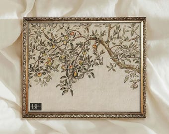 Vintage appelboom Sketch Art Print: neutraal boerderijdecor, rustieke digitale downloadbare afdrukbare