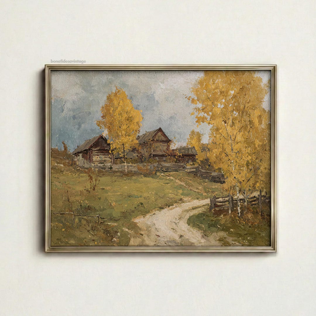 Vintage Painting Autumn Landscape | Farmhouse Digital Print PRINTABLE ...