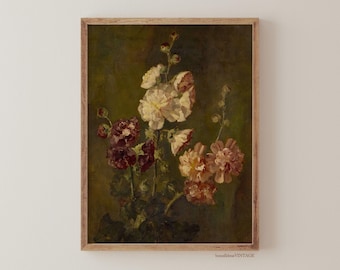 Antique Flower Painting, Digital Download Artwork, Vintage Stil Life Painting, Printable Wall Art, Botanical Art, Vintage Art, Floral Art