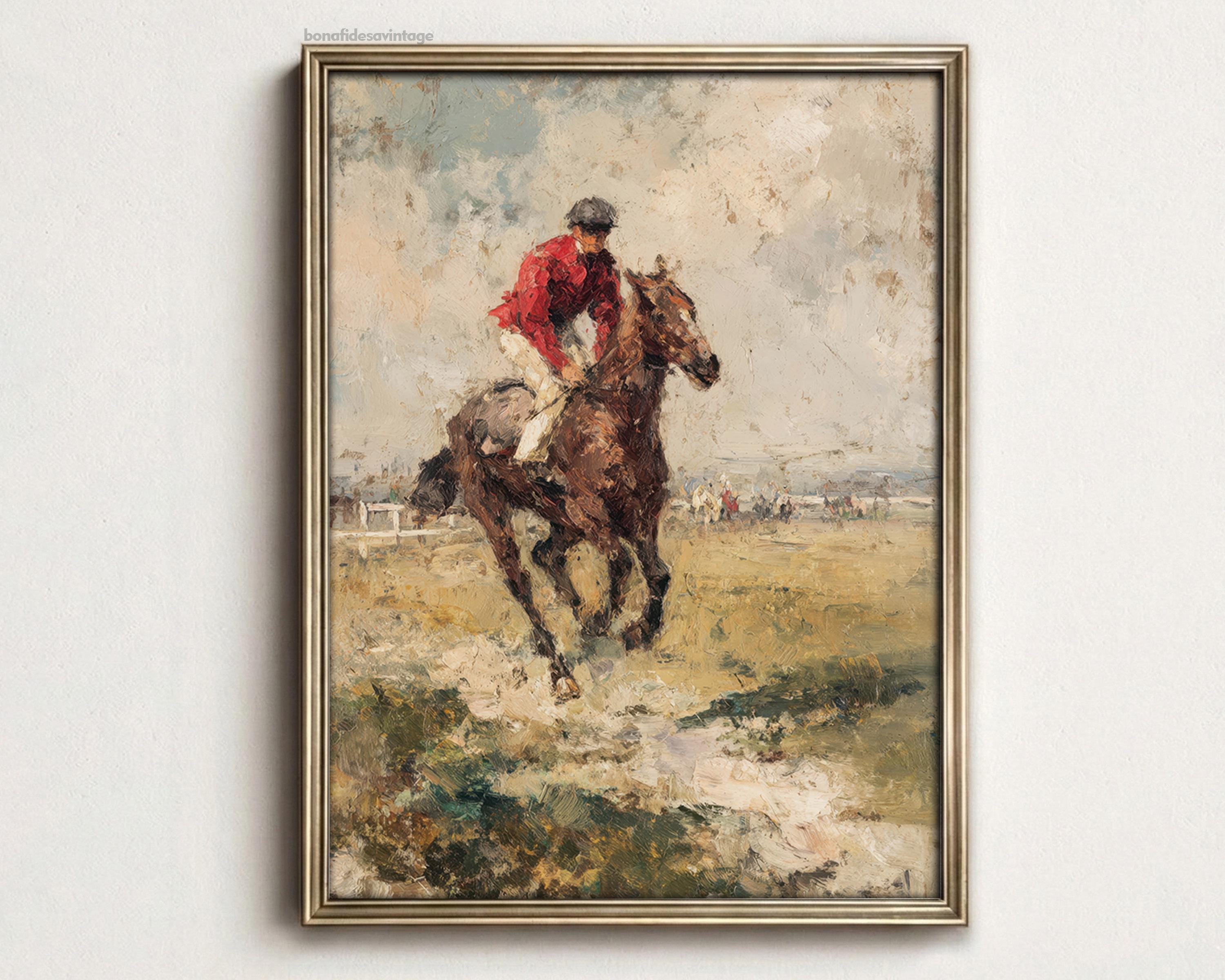 Vintage Equestrian Wall Art Print | Antique Horse Racing Painting ...