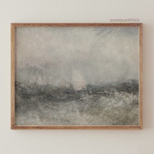Abstract nautical oil painting, Downloadable minimalist art print, Muted tones wall decor