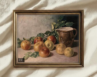 Country Kitchen Print | Vintage Painting | Apple Still Life PRINTABLE Digital Download